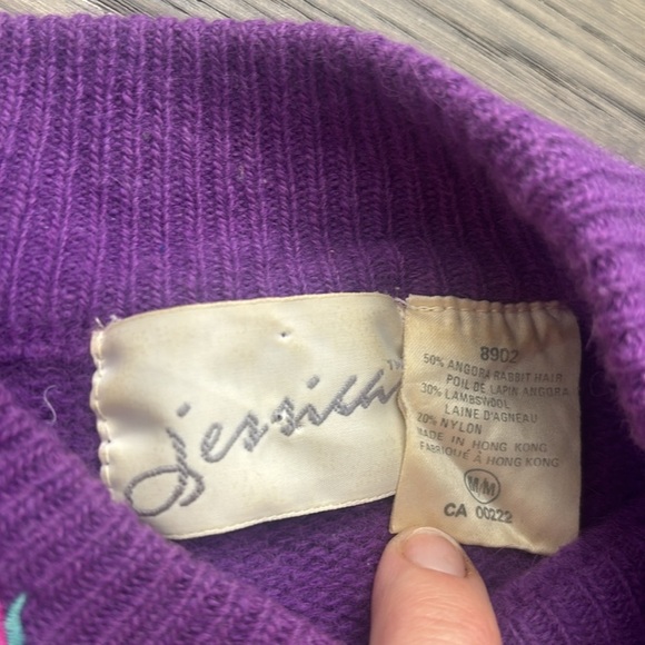 Jessica | Purple rabbit hair and lambs wool blend purple light knit sweater - Picture 7 of 9